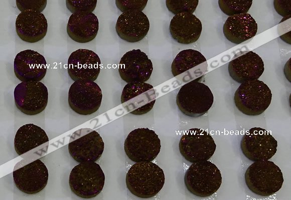 CGC100 12mm flat round druzy quartz cabochons wholesale