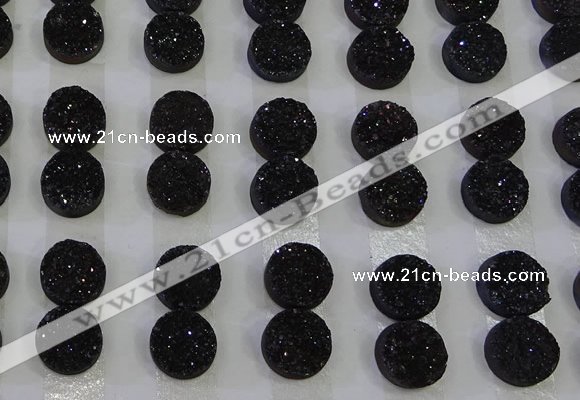 CGC102 12mm flat round druzy quartz cabochons wholesale