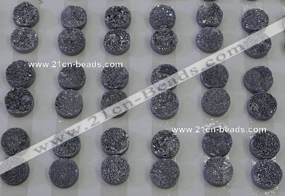 CGC108 12mm flat round druzy quartz cabochons wholesale