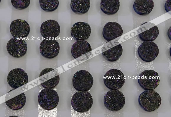 CGC110 12mm flat round druzy quartz cabochons wholesale