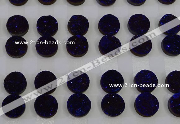 CGC111 14mm flat round druzy quartz cabochons wholesale