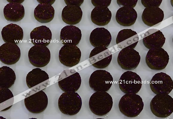 CGC122 16mm flat round druzy quartz cabochons wholesale