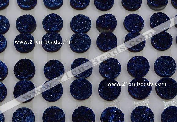 CGC124 16mm flat round druzy quartz cabochons wholesale