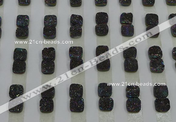 CGC210 10*10mm square druzy quartz cabochons wholesale