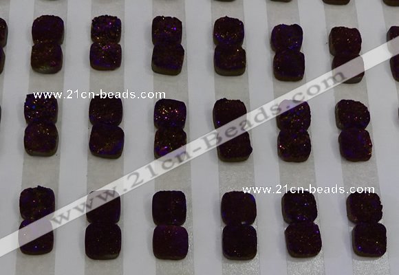 CGC212 10*10mm square druzy quartz cabochons wholesale