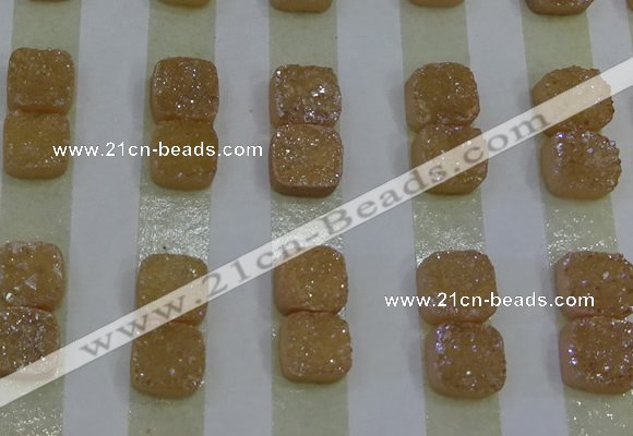 CGC215 10*10mm square druzy quartz cabochons wholesale