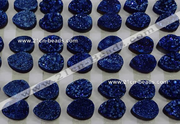 CGC240 12*16mm flat teardrop druzy quartz cabochons wholesale