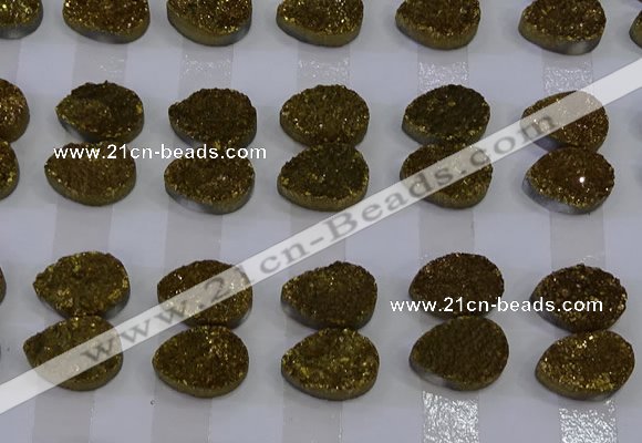 CGC268 15*20mm flat teardrop druzy quartz cabochons wholesale
