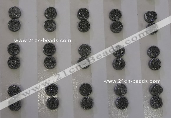 CGC72 6mm flat round druzy quartz cabochons wholesale