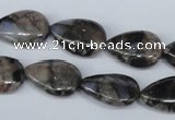 CGE07 15.5 inches 13*18mm flat teardrop glaucophane gemstone beads