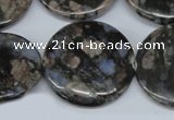 CGE10 15.5 inches 30mm flat round glaucophane gemstone beads