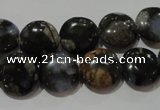 CGE123 15.5 inches 12mm flat round glaucophane gemstone beads