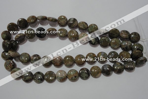 CGE125 15.5 inches 15mm flat round glaucophane gemstone beads