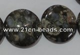 CGE128 15.5 inches 25mm flat round glaucophane gemstone beads