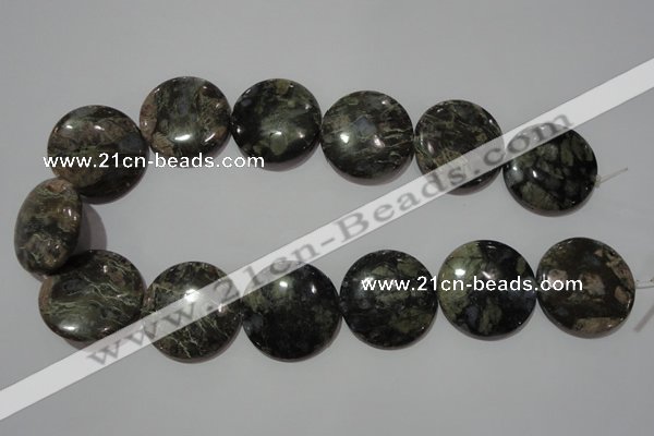 CGE129 15.5 inches 30mm flat round glaucophane gemstone beads