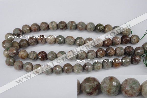 CGG16 15.5 inches 14mm faceted round ghost gemstone beads wholesale