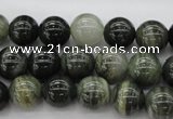 CGH04 15.5 inches 10mm round green hair stone beads wholesale