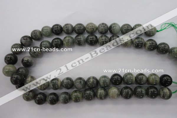 CGH06 15.5 inches 14mm round green hair stone beads wholesale