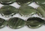 CGH14 15.5 inches 16*22mm flat teardrop green hair stone beads