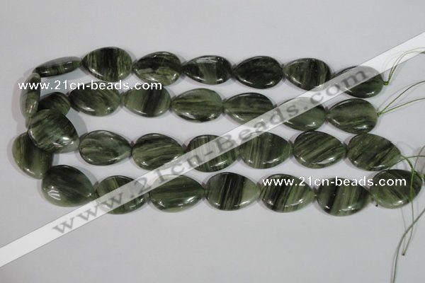 CGH15 15.5 inches 20*27mm flat teardrop green hair stone beads