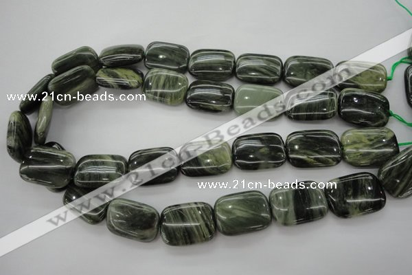 CGH26 15.5 inches 10*14mm rectangle green hair stone beads wholesale