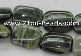 CGH27 15.5 inches 12*16mm rectangle green hair stone beads wholesale