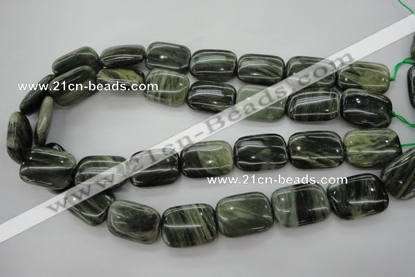 CGH27 15.5 inches 12*16mm rectangle green hair stone beads wholesale