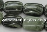 CGH29 15.5 inches 15*20mm rectangle green hair stone beads wholesale