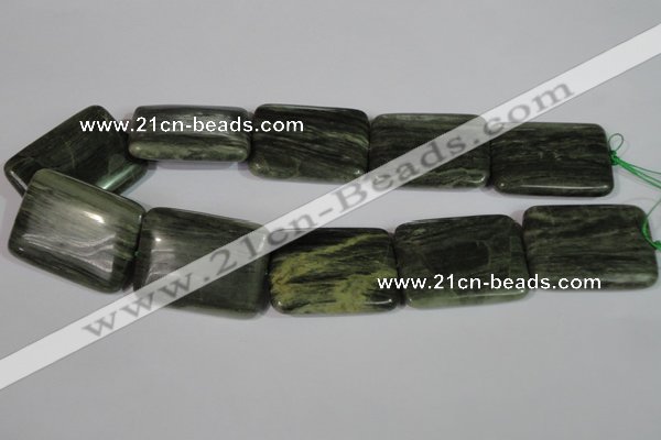 CGH32 15.5 inches 30*40mm rectangle green hair stone beads