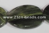 CGH40 15.5 inches 30*40mm twisted oval green hair stone beads