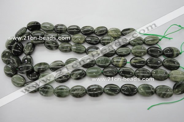 CGH43 15.5 inches 10*14mm oval green hair stone beads wholesale