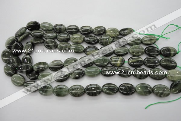 CGH45 15.5 inches 13*18mm oval green hair stone beads wholesale