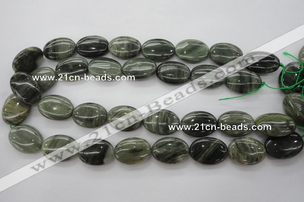 CGH47 15.5 inches 18*25mm oval green hair stone beads wholesale