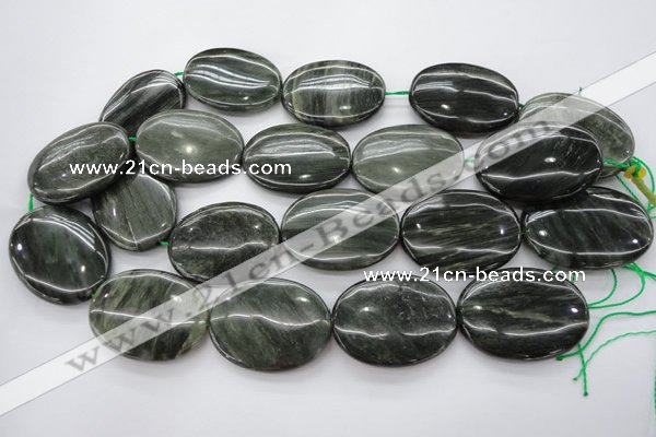 CGH50 15.5 inches 30*40mm oval green hair stone beads wholesale