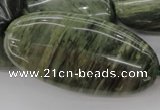 CGH51 15.5 inches 25*50mm oval green hair stone beads wholesale