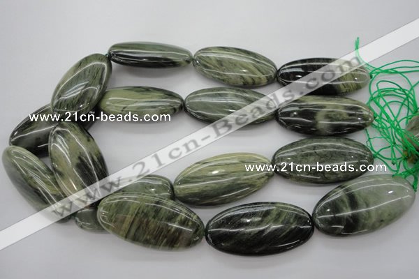 CGH51 15.5 inches 25*50mm oval green hair stone beads wholesale