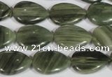 CGH52 15.5 inches 10*14mm flat teardrop green hair stone beads