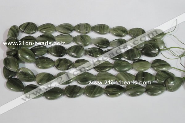 CGH54 15.5 inches 13*18mm flat teardrop green hair stone beads