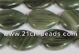 CGH55 15.5 inches 15*20mm flat teardrop green hair stone beads