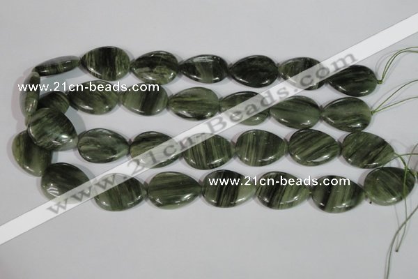 CGH56 15.5 inches 18*25mm flat teardrop green hair stone beads