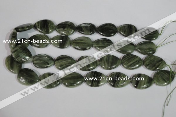 CGH57 15.5 inches 22*30mm flat teardrop green hair stone beads