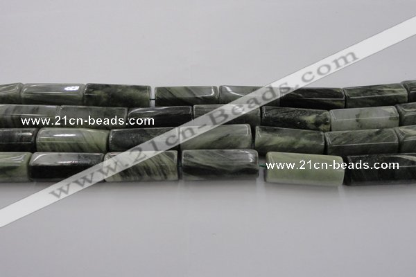 CGH60 15.5 inches 15*22mm faceted tube green hair stone beads