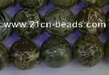 CGJ355 15.5 inches 14mm round green bee jasper beads wholesale