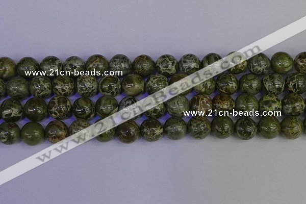 CGJ355 15.5 inches 14mm round green bee jasper beads wholesale