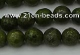 CGJ462 15.5 inches 8mm faceted round green jasper beads wholesale