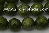 CGJ464 15.5 inches 12mm faceted round green jasper beads wholesale