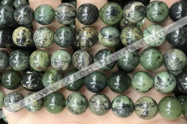 CGJ504 15.5 inches 12mm round green jade beads wholesale