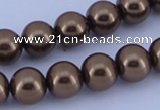 CGL102 10PCS 16 inches 4mm round dyed glass pearl beads wholesale