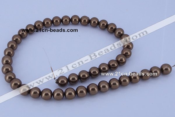 CGL102 10PCS 16 inches 4mm round dyed glass pearl beads wholesale