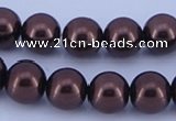 CGL114 10PCS 16 inches 8mm round dyed glass pearl beads wholesale